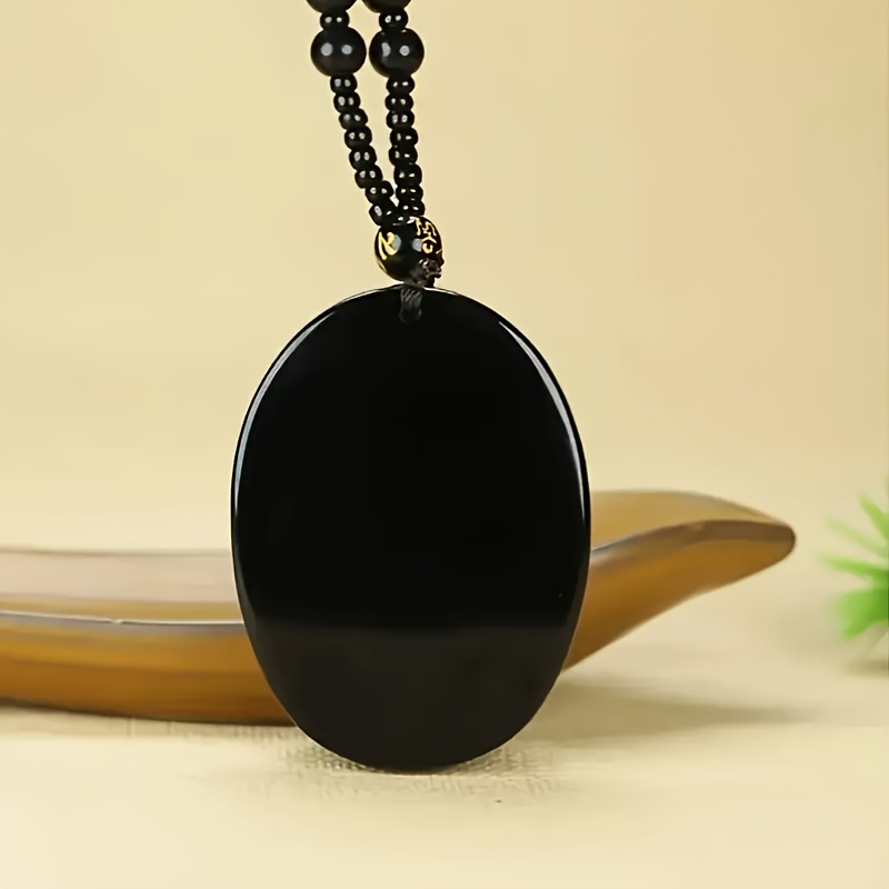 Men's & Women's Black Obsidian Ganesh Pendant Necklace